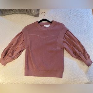 Ba&sh Lace Detailed Knit Sweater - Medium - Rose